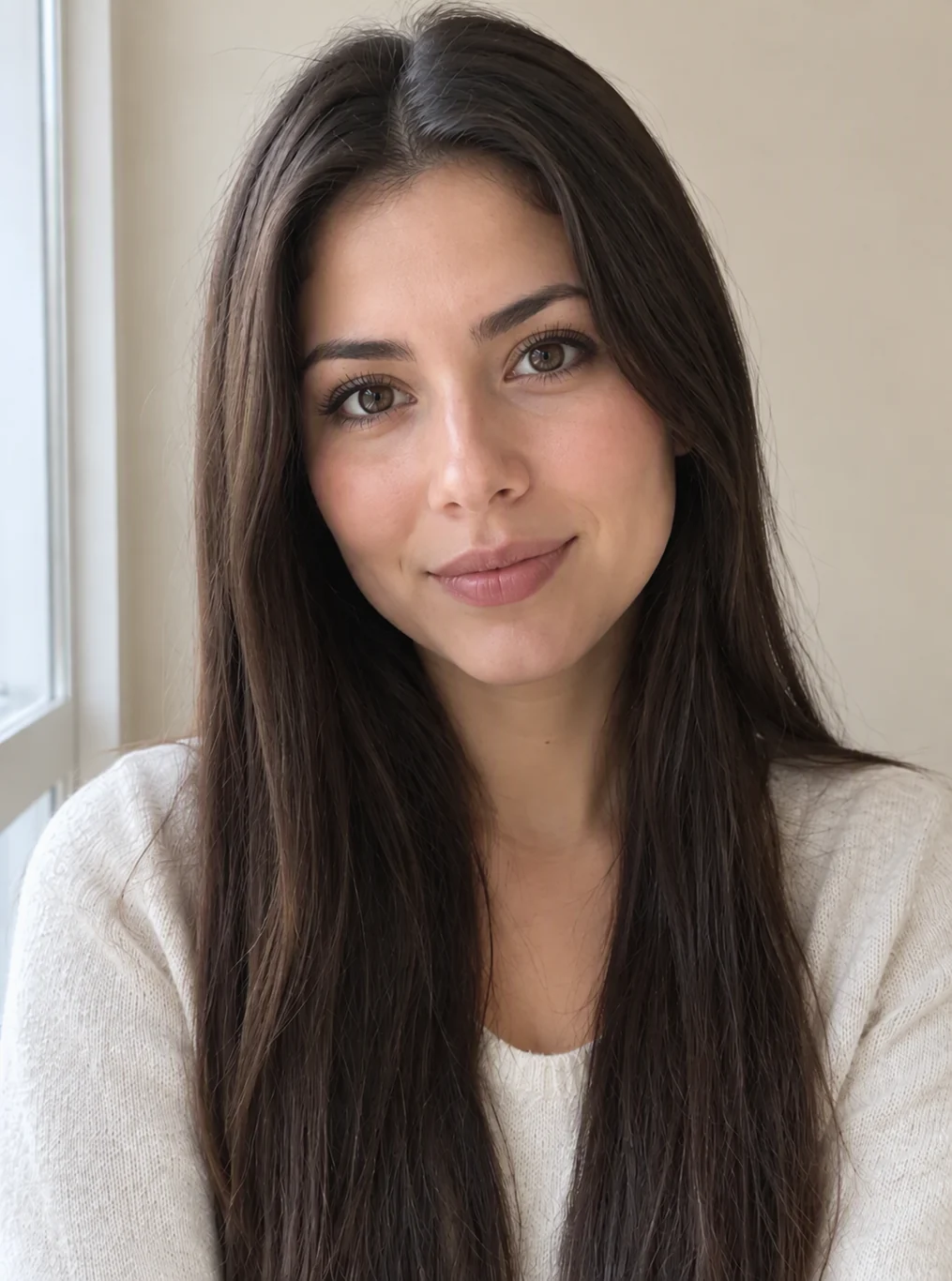 After: a portrait with a simulated soft shadow across the face and hair
